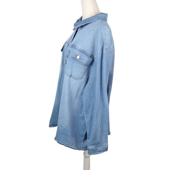 C&C California Light Wash Blue Denim Jean Jacket 1X - Picture 3 of 6